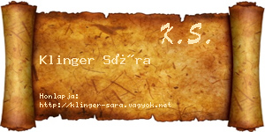 Klinger Sára névjegykártya